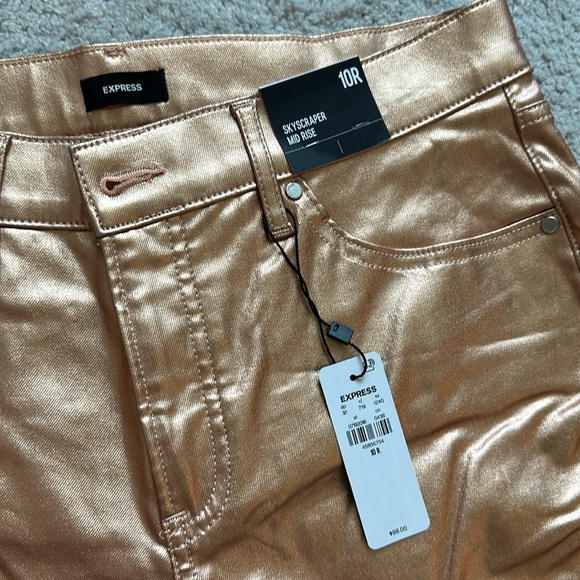 NWT. Express metallic rose gold skyscraper pants. - Picture 2 of 7
